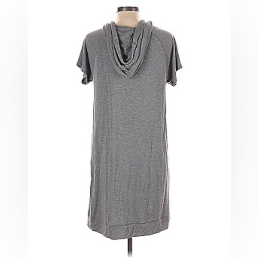 Gaiam short sleeve hoodie yoga dress grey Size LG with pocket